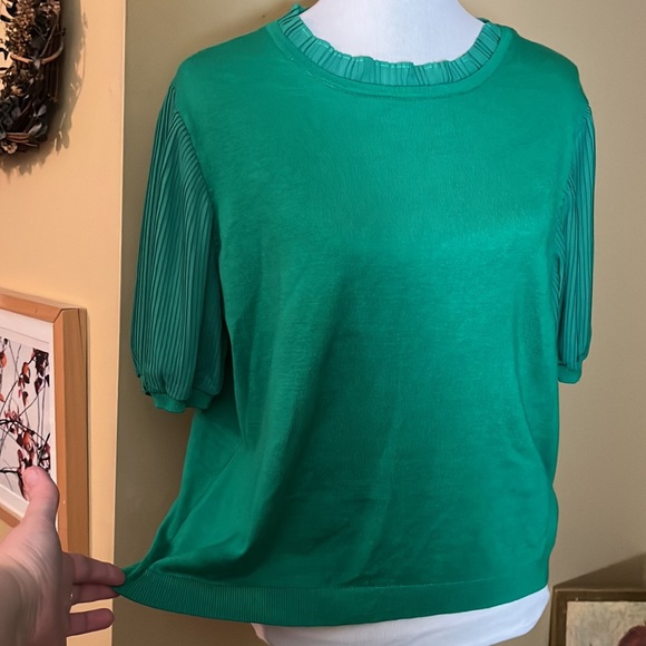 ADRIANNA PAPELL Size XL Pin-Tuck Poof Sleeve Pullover Sweater Kelly Green$89 NEW - Picture 7 of 14
